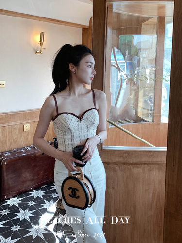 du家进口小香风胸衣辣妹吊带