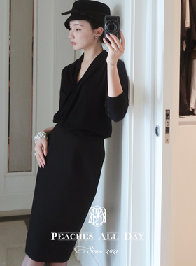 PEACHES ALL DAY精纺羊毛中古马气质显瘦荡领针织上衣