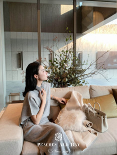 上衣包臀开叉裙 DAY暮云灰宽松优雅气质显瘦针织套装 PEACHES ALL