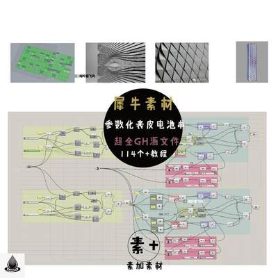 参数化表皮电池组rh犀牛gh源文件穿孔板渐变干扰曲线异形建模素材