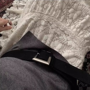 复古y2k麂皮绒面宽版腰带女士美式潮流朋克牛仔裤皮带连衣裙腰封