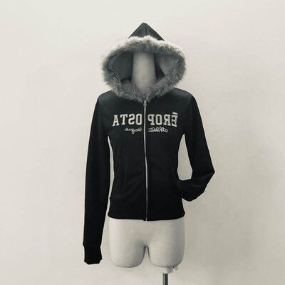 设计感加绒外套美式女灰色卫衣