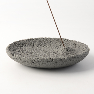 oakliving北欧风水泥香插高级感小香炉线香底座侘寂风简约香盘