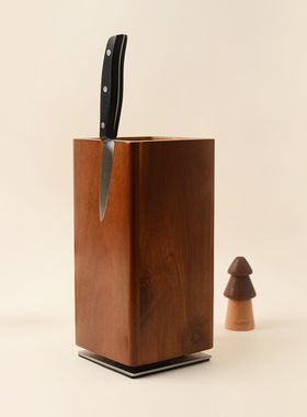 oakliving实木磁吸刀架360°旋转自由插取PP丝刀座厨房收纳置物架