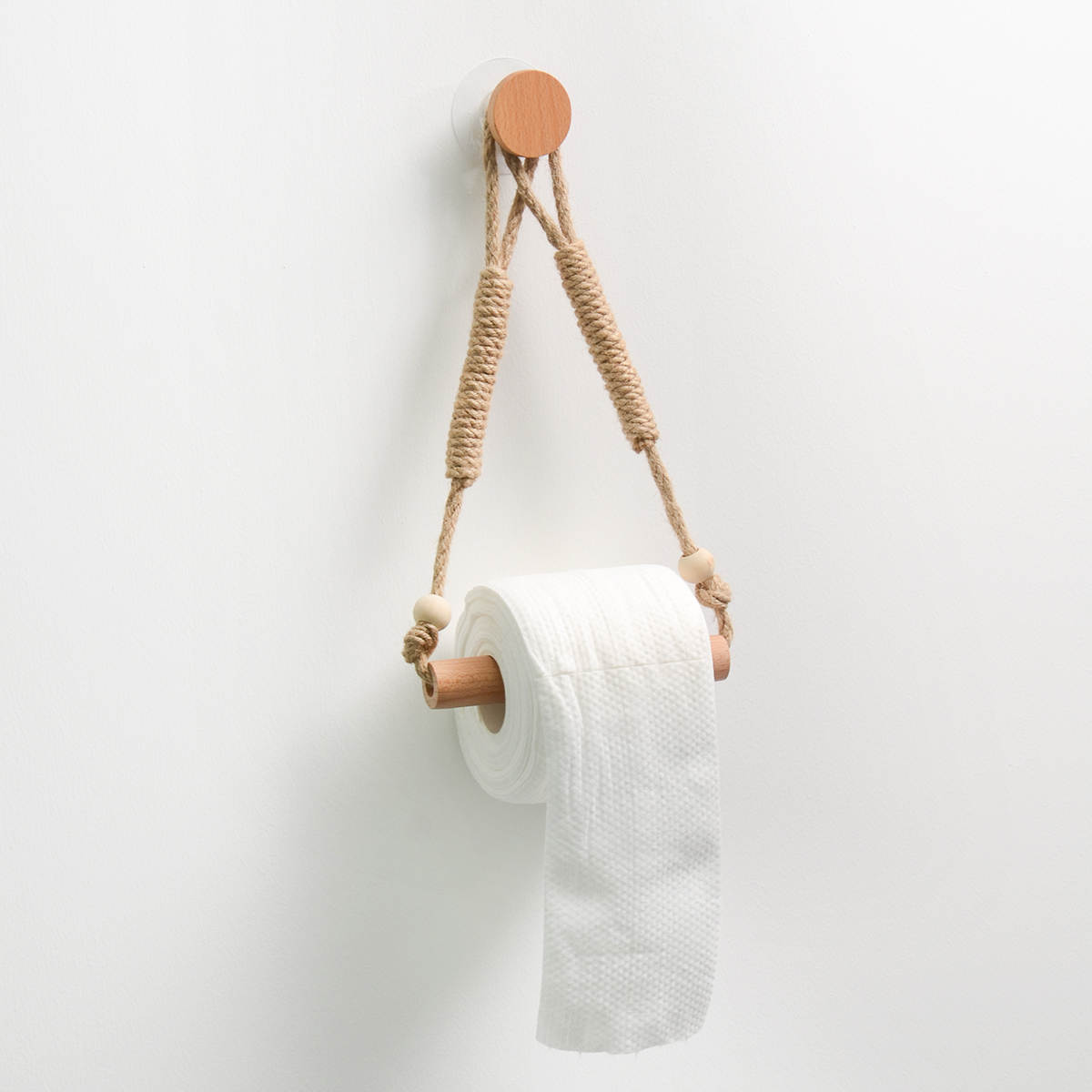 oakliving北欧风高级手工纸绳编织卷纸架卫生间免打孔厕纸纸巾架