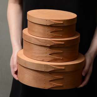 复古实木夏克盒桌面多用途收纳盒储物ONNUK同款 oakliving手工日式