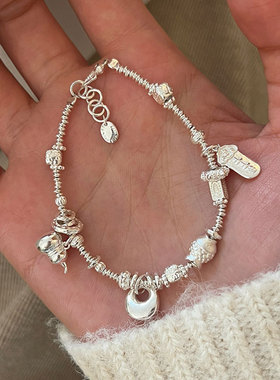 招财亮闪闪碎银盘缠手链女小众个性独特精致百搭手环手饰