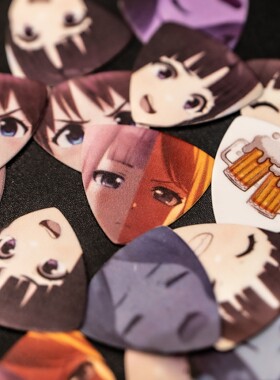 曙光音乐 GBC抽象拨片二次元少女乐队表情包电吉他贝斯吉他拨片