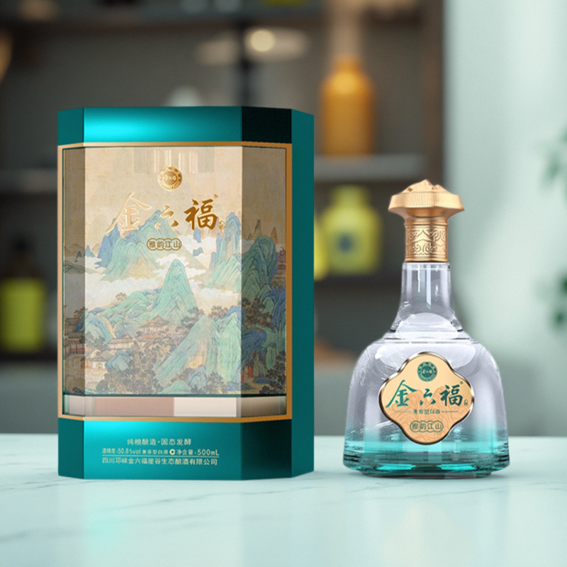 金六福白酒兼香型酒礼盒江山50.8度500ml*6瓶整箱纯粮酒婚宴喜酒