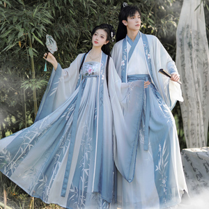 汉服情侣款2024新款春夏季改良唐制仙气诃子裙女魏晋制齐腰古装男