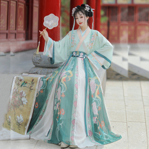晋制汉服女2024新款夏季改良成人魏晋中国风齐腰交领破裙仙气古装