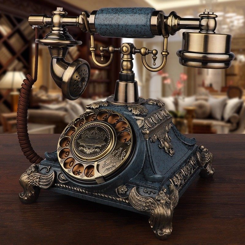 美式仿古电话机座机欧式复古家用办公电话时尚创意旋转无线插卡