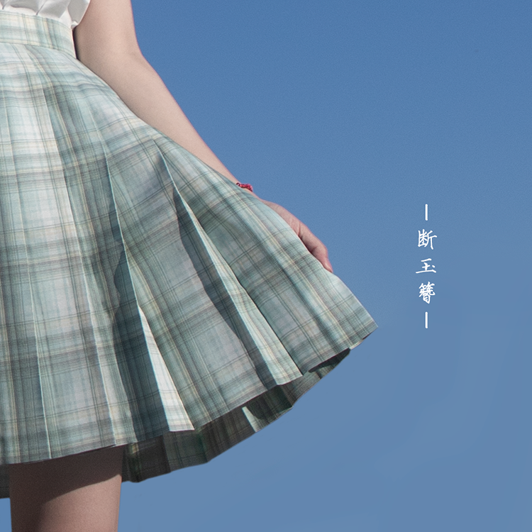 【断玉簪】一尺间jk画手原创格子百褶裙西式短裙中裙