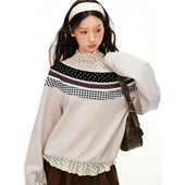 设计感宽松上衣 新款 尺尺间Lsland韩系复古拼接斜肩长袖 卫衣女春季