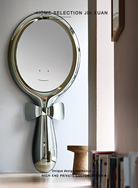 家选北欧现代轻奢设计师穿衣镜客厅创意壁挂镜蝴蝶结装饰镜落地镜