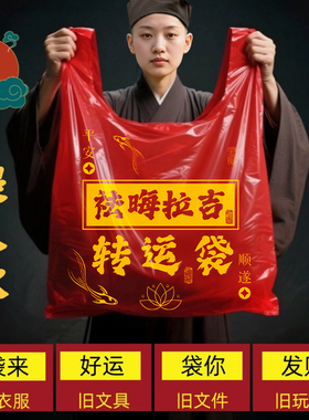 红色垃圾袋断舍离除秽拉吉转运袋扔旧衣服垃圾袋加厚家用手提大号