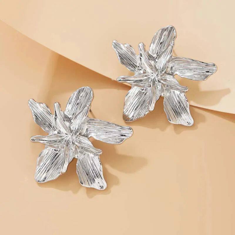 Vintage Gold Flower Earrings Large 2024 Metal Studs - Taobao product photo 4