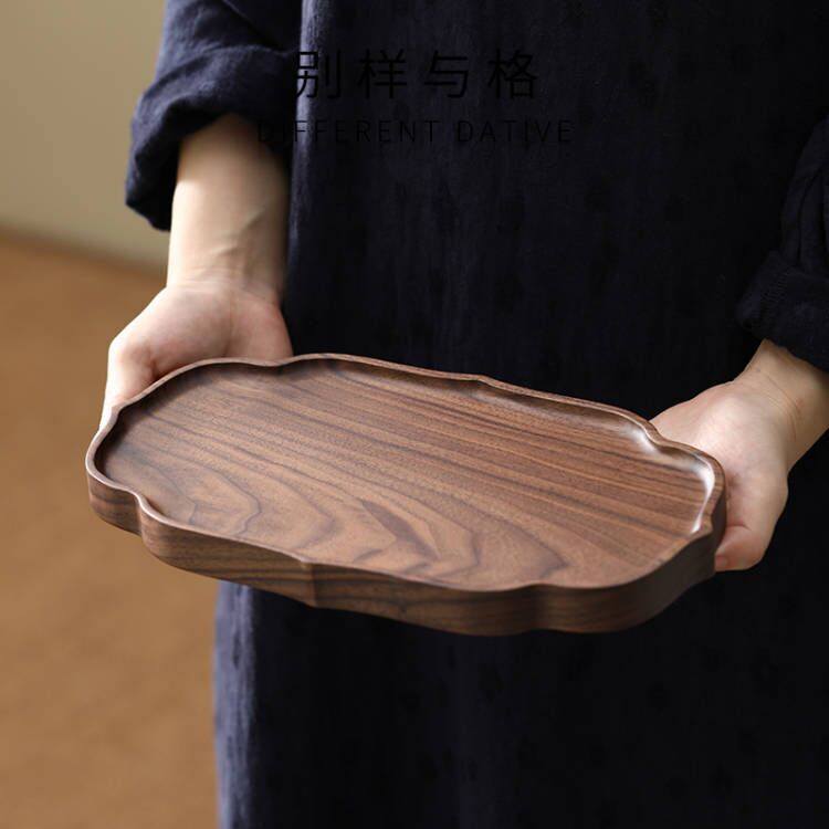 北美黑胡桃实木托 托盘长方形木质家用甜点蛋糕下午茶咖啡点心餐