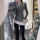 灰色德绒假两件磨毛内搭打底衫 上衣潮 搭配鲨鱼裤 女秋冬新款 中长款