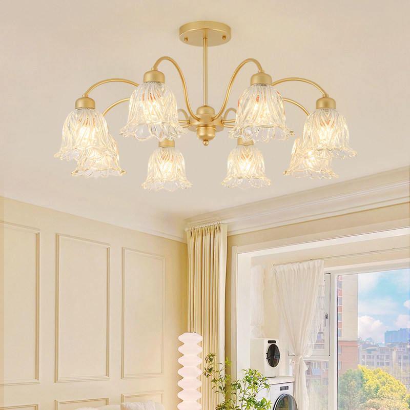 全铜吊灯轻奢客厅卧室餐厅主灯女孩房法式田园铃兰花朵主卧室灯具,家装灯饰光源,客厅吊灯,淘宝优惠券,粉丝福利购,淘宝优惠卷