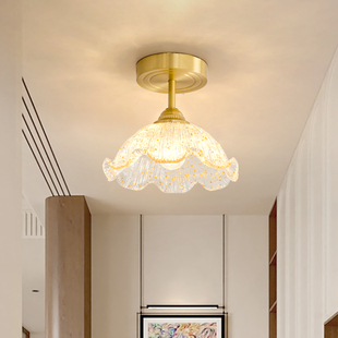 全铜过道灯中古风进门入户玄关走廊阳台法式轻奢楼梯间人体感应灯