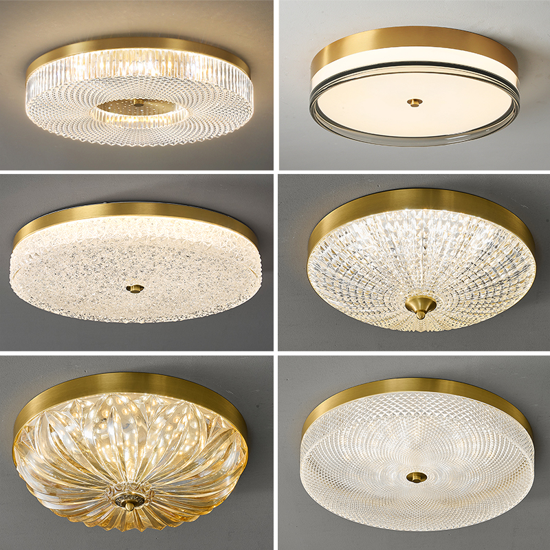 唐伦北欧卧室全铜LED吸顶灯