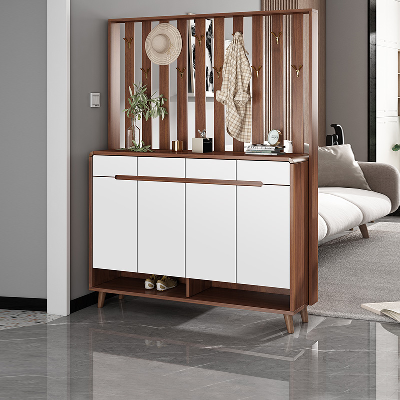 鞋柜家用门口衣帽架一体挂衣架收纳柜靠墙入户2025新款玄关大容量