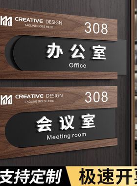 抽拉式更换办公室会议室门牌定制可替换标识牌2026新款公司财务科室亚克力标示牌子轻奢创意贴纸立体指示标牌
