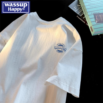 wassuphappy潮流百搭短袖T恤男