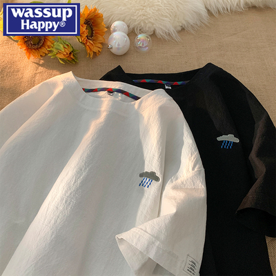 wassuphappy潮流百搭短袖T恤男