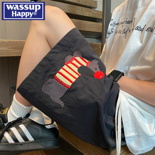 wassuphappy潮流百搭宽松短裤男