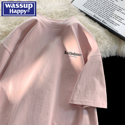 wassuphappy潮流百搭短袖T恤男