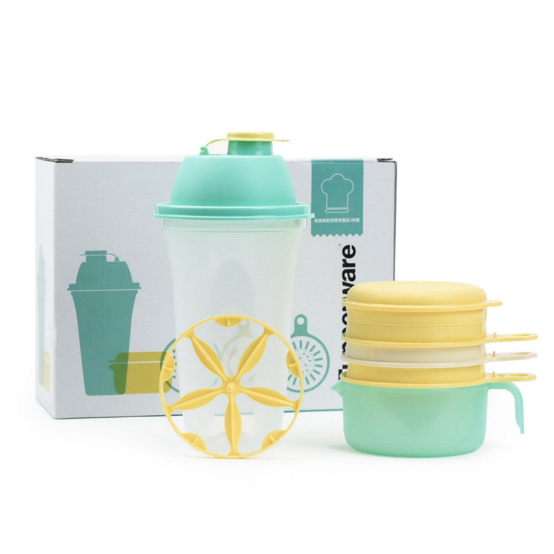 特百惠 焕彩好帮手组合2件套/500ml 摇摇杯 多巧榨汁备餐盒奶昔杯