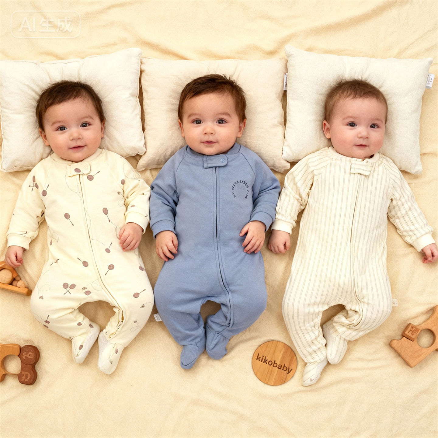 春秋新生婴儿A类纯棉连体衣双向拉链款男宝宝爬服哈衣长袖月子服