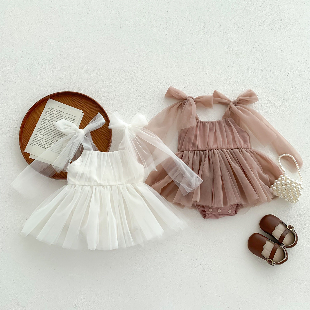 KIKOBABY夏女宝宝百天公主裙百日宴婴儿网纱礼服外出爬服女童生日