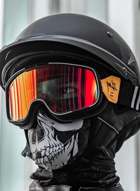 ILM摩托车头盔男复古巡航半盔蓝牙夏季哈雷瓢盔机车女玻璃钢日式