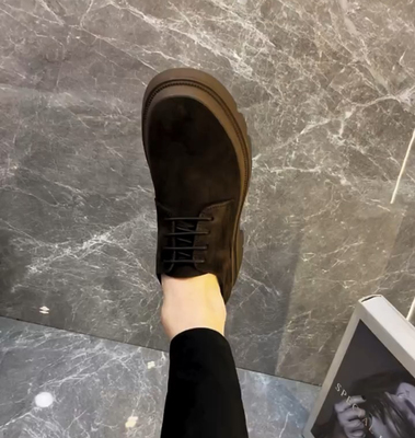 广州男士新款秋季潮流时尚商务休闲百搭系带休闲磨砂牛皮鞋1895BG