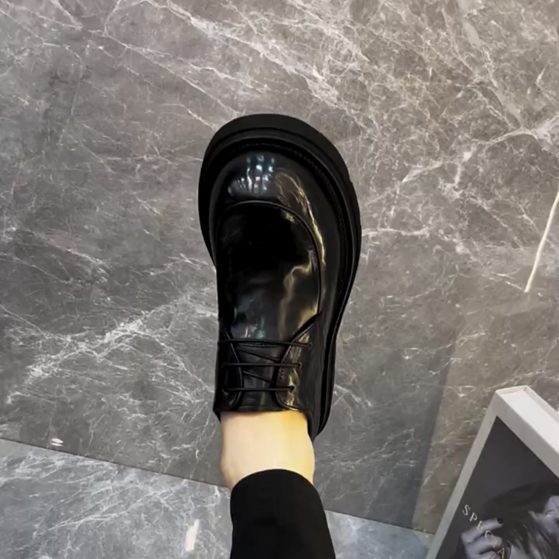 广州男士新款秋季潮流时尚商务休闲百搭系带大头休闲牛皮鞋1896帅