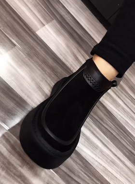 2023广州秋冬新品休闲头层反毛磨砂牛皮黑色系加绒一脚蹬潮-39117