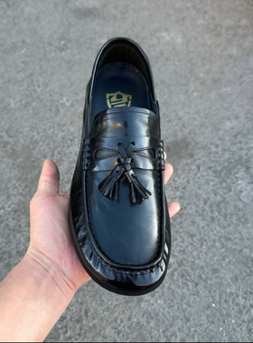 广州男士新款时尚商务豆豆鞋软底面胎牛皮麦穗透气休闲皮鞋-74031