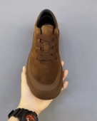 早秋新款 磨砂牛皮厚底休闲板鞋 潮流时尚 广州男士 系带单鞋 美拉德帅