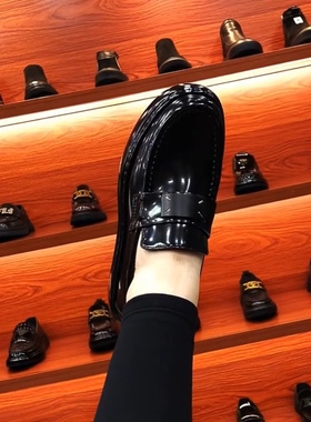 2024春款新品潮流时尚男鞋大头皮鞋漆皮厚底低帮休闲单鞋-90015帅