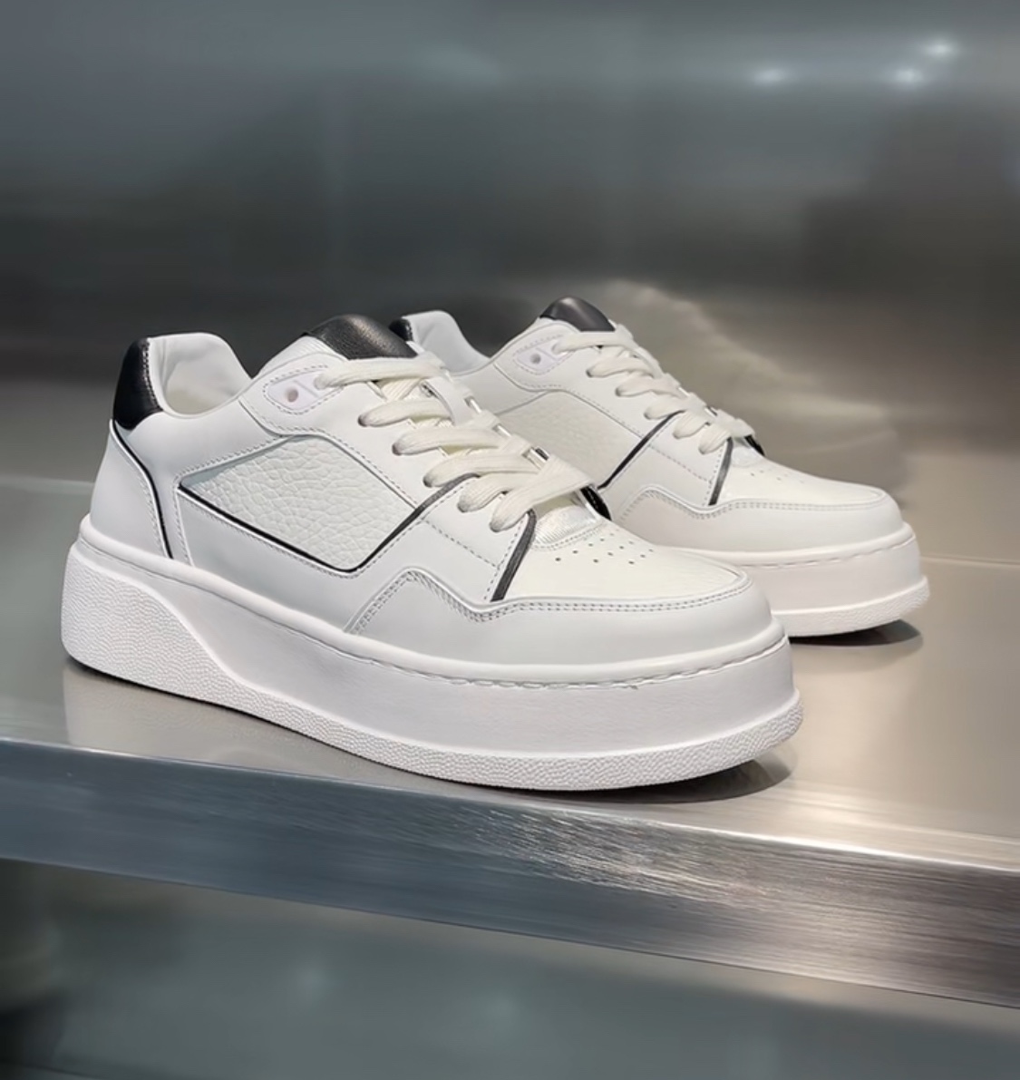 2024新品高奢纯皮欧潮小白鞋四季休闲鞋男款全皮时尚百搭板鞋帅LJ