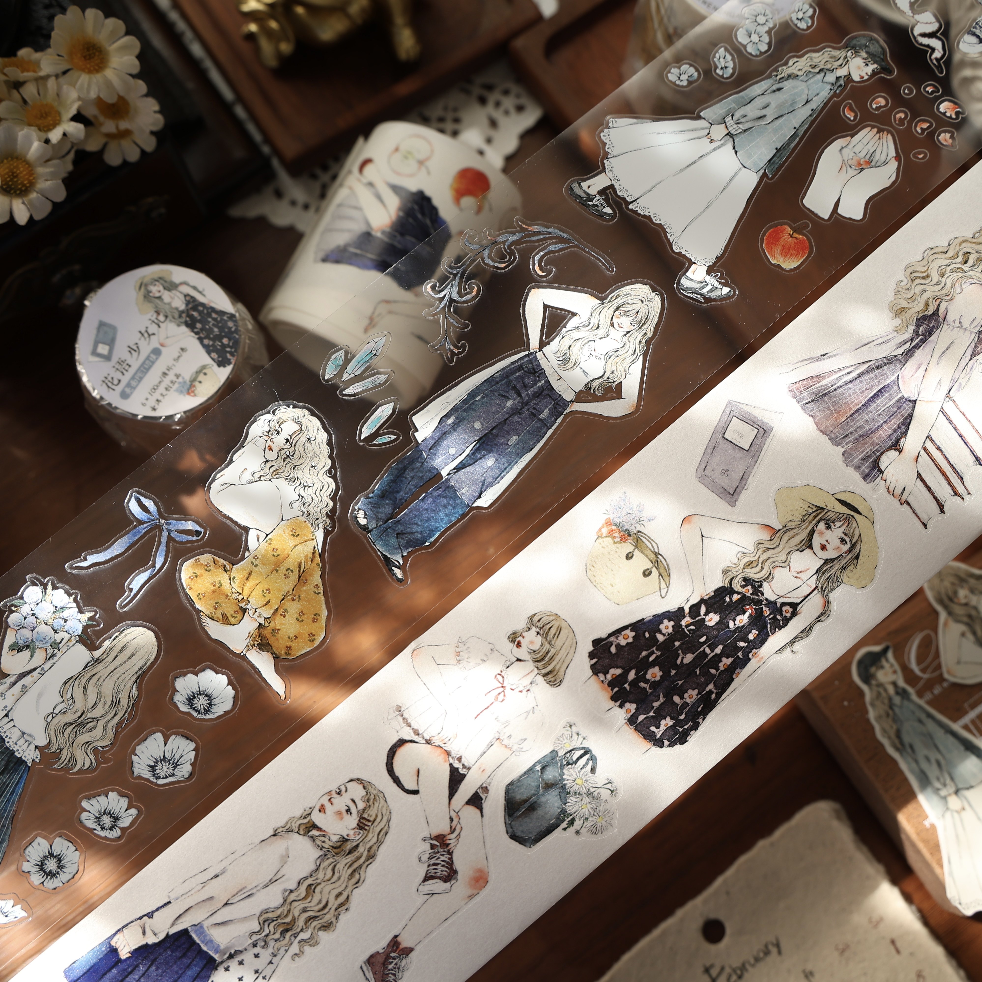壹洱文创16新品切模【花语少女记】复古人物切模和纸胶带素材贴纸,文具电教/文化用品/商务用品,和纸胶带,淘宝优惠券,粉丝福利购,淘宝优惠卷