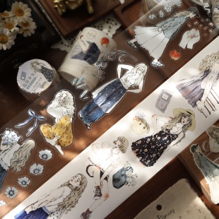 壹洱文创16新品切模【花语少女记】复古人物切模和纸胶带素材贴纸