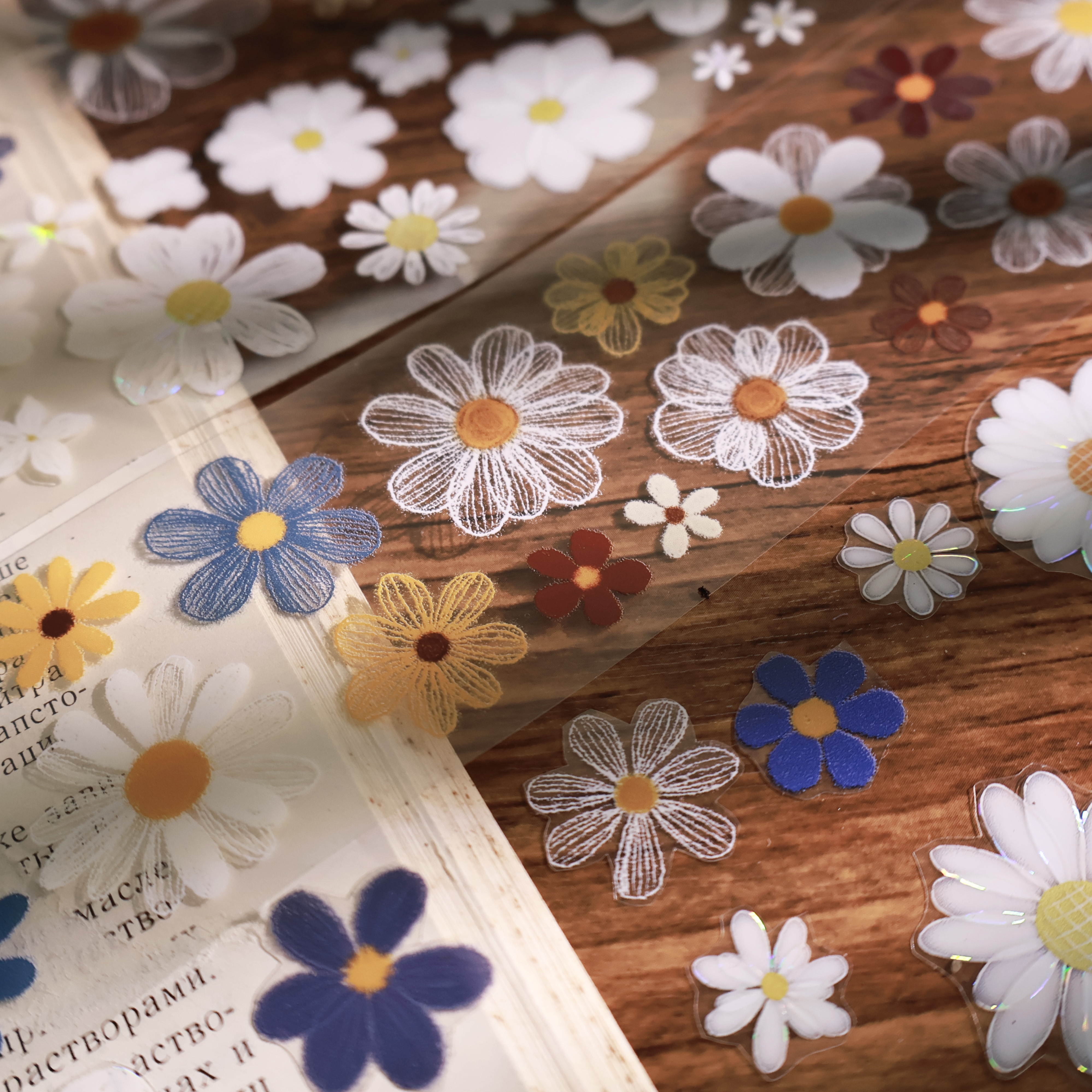 壹洱文创菊花手账PET和纸胶贴纸