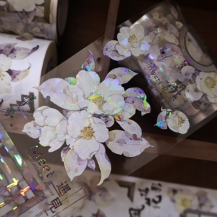 壹洱文创第14期新品【疏影映窗】古风和纸胶带月季花手账PET贴纸