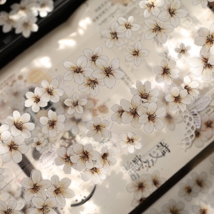 壹洱文创第16期切模【花信微白】轻复古打底小白花卉和纸胶带贴纸