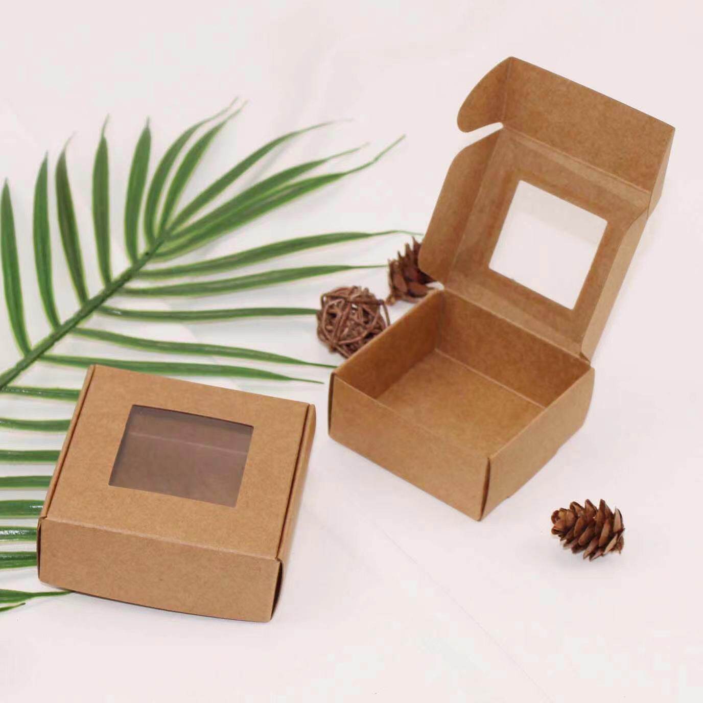 手工皂香皂小纸盒牛皮纸盒pvc透明西点礼物饰品包装盒定制