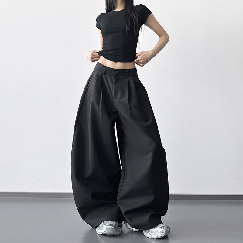 黑色高腰阔腿裤女2026春秋装新款巨好看宽松显瘦高个子百搭休闲裤